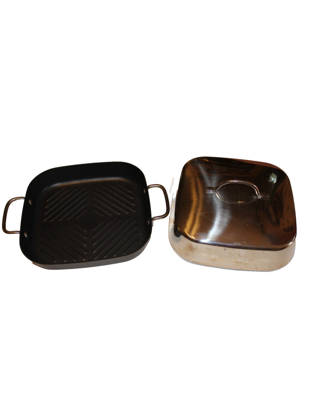 NuWave Duralon 11" Square Stainless Steel Nonstick Grill Pan w/ Lid Meyer